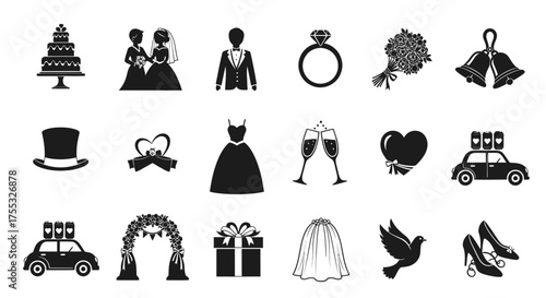  An Elegant And Clean Wedding Silhouette Vector Icon Set For Bridal Stationery Design_transparent.svg