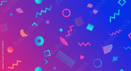 Retro 80s Maximalist Sticker Vector, Colorful Geometric Shapes Illustration