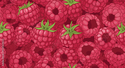 A close up view of a large pile of ripe sweet red raspberries.