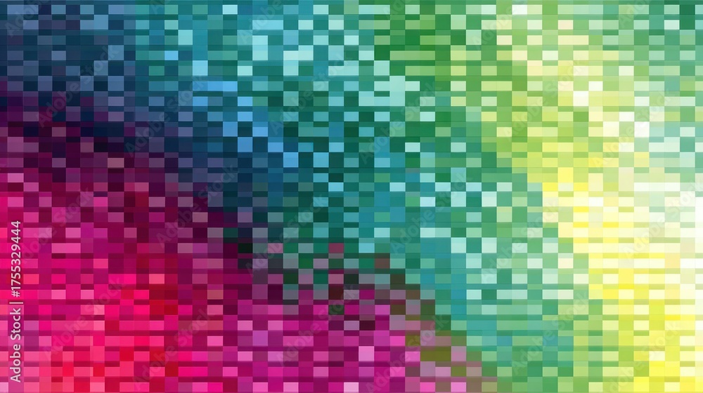Fototapeta premium A colorful, pixelated mosaic background with a gradient of vibrant colors.