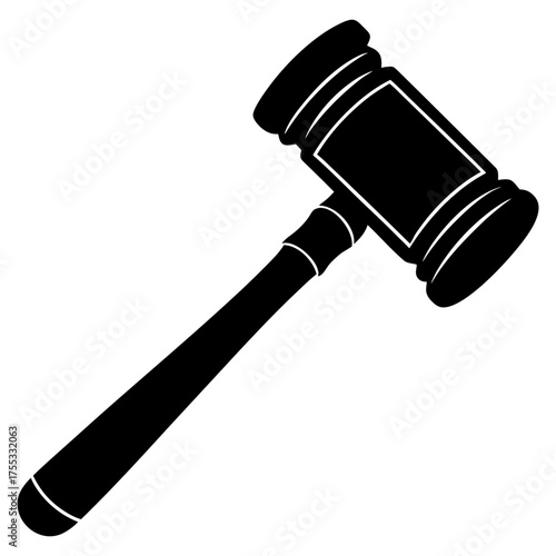 Judge Hammer vector illustration. justice gavel silhouette vector