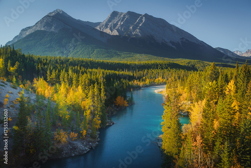 Mountains view with blue water