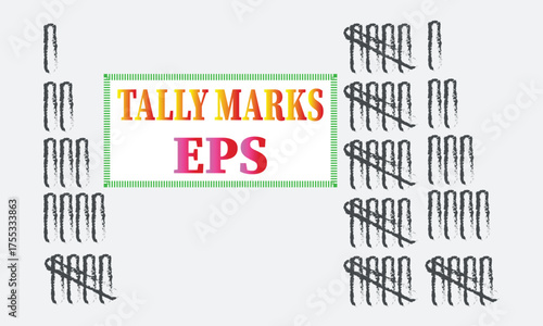 Textured Tally Marks EPS: Sketchy Style Counting