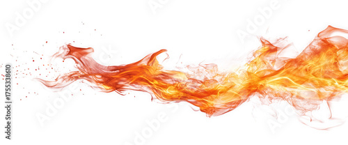 Fiery phoenix rising from the ashes, isolated on transparent background, its wings ablaze with vibrant orange and red hues, symbolizing rebirth and transformation
