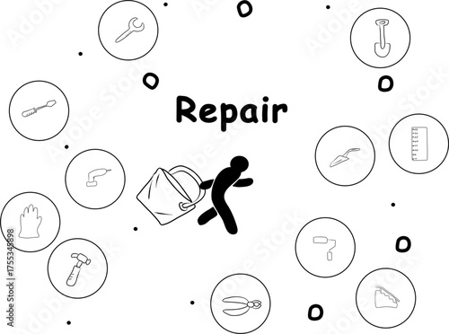 Infographics repair, modern vector illustration, infographic2025. Print design, business theme, concept