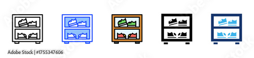 Shoe Rack Icon Collection With Multiple Styles