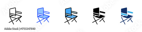 Folding Chair Icon Collection With Multiple Styles