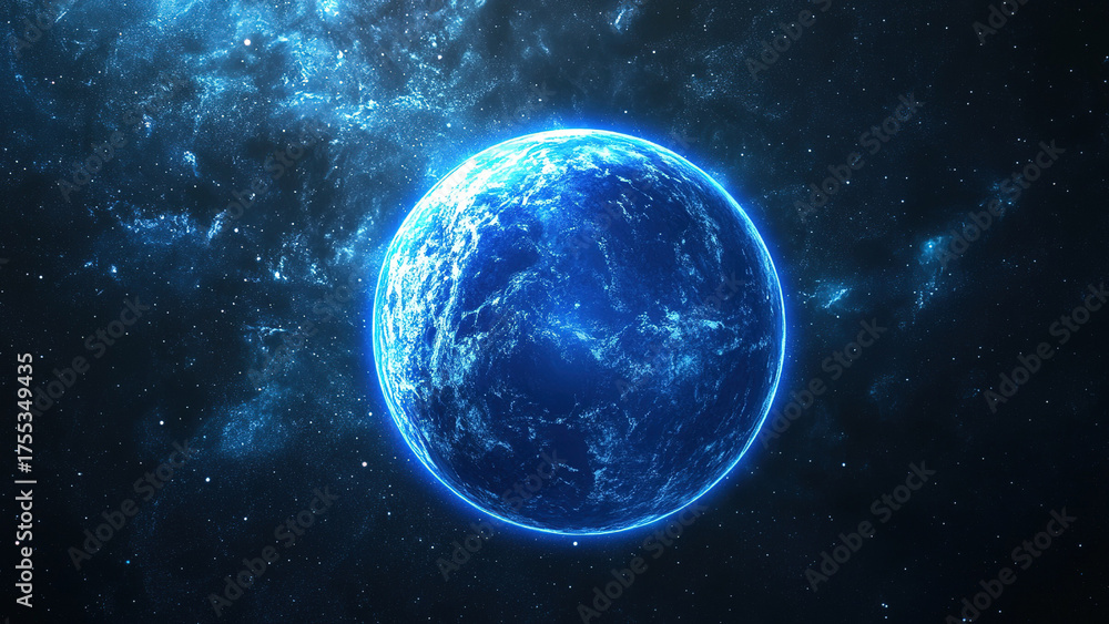 Fototapeta premium blue sun circle energy light background, landscape