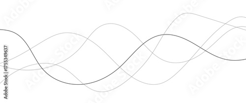 Abstract wavy black and white curved lines.