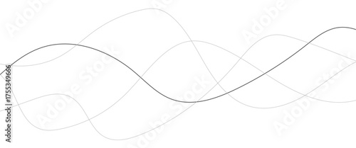 Vector black abstract wave thin curved lines graphic for design.
