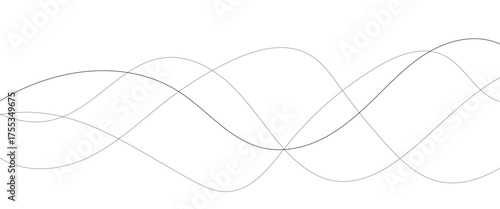 Technology abstract lines on white background. Undulate Grey Wave Swirl, frequency sound wave, twisted curve lines with blend effect