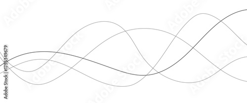 Technology abstract lines on white background. Undulate Grey Wave Swirl, frequency sound wave, twisted curve lines with blend effect