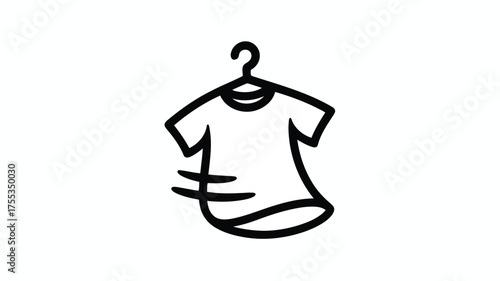 Black outline t shirt on a hanger with motion lines clothing apparel