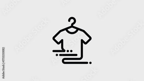Black outline t shirt on hanger with motion lines and dots clothing fashion