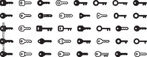 key, lock, security, access, icon, set, collection, vintage, modern, silhouette, graphic, design, symbol, vector, illustration, object, metal, antique, old, new, simple, flat, outline, shape, door, en