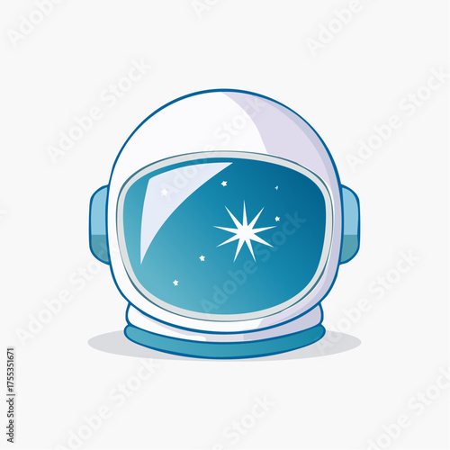 Astronaut's helmet cartoon illustration representing cosmic exploration and dreams of the stars