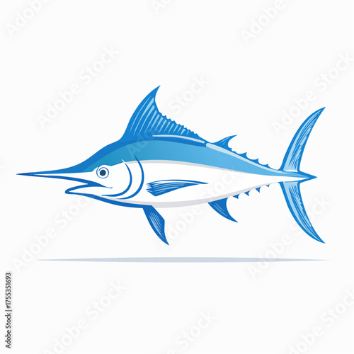 Captivating marlin illustration showcases stunning marine life in vibrant blue hues