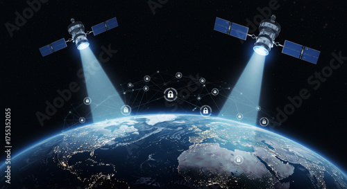 Global Communication Network and Satellite Technology Connecting the World with Digital Data Transfer and Internet Connectivity