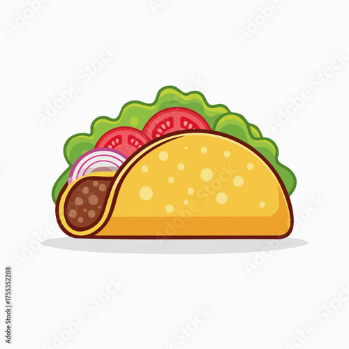 Delicious Taco Illustration with Fresh Ingredients and Vibrant Colors for Restaurant