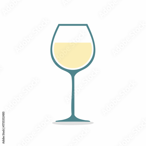 Elegant minimalist illustration of white wine glass on a plain background