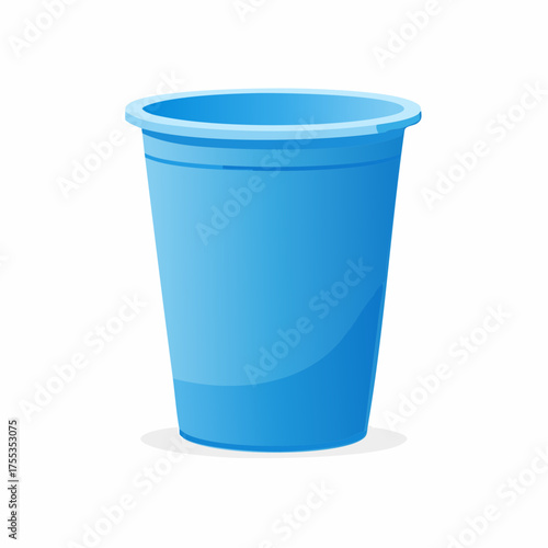 Illustration of a Light Blue Plastic Cup on a White Background Surface