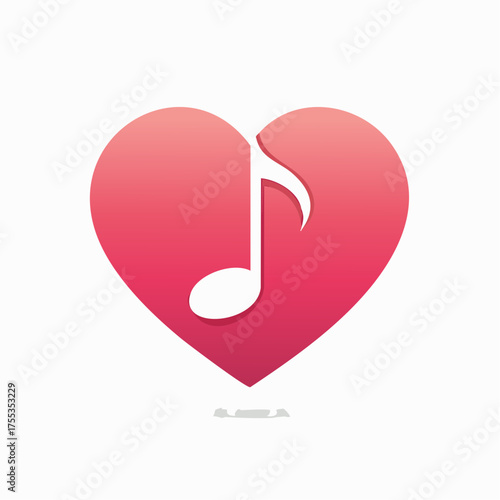 Melodic Heart: A Symbol of Love and Music Harmony with a Gentle Gradient