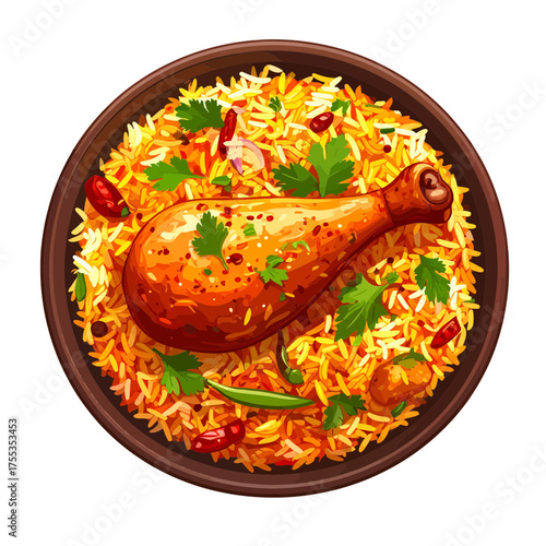 Delicious Chicken Biryani A Flavorful Rice Dish with Tender Chicken.