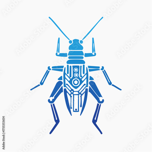 Robotic cricket illustration symbolizing innovation and technology in nature inspired design