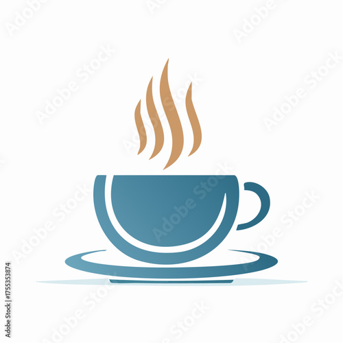 Stylized Coffee Cup Illustration with Rising Steam, Perfect for Cafe Branding and Menu
