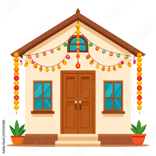 Festive House Decorated for Diwali Celebration.