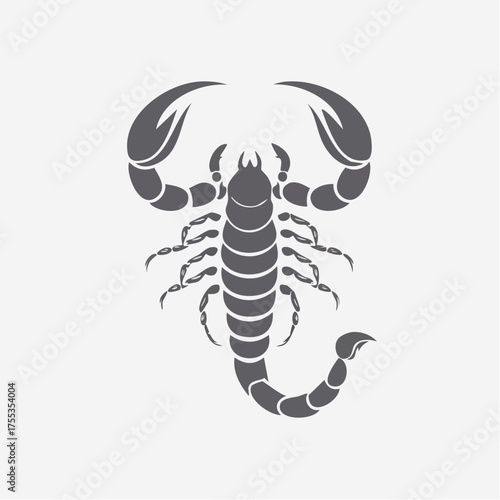 Stylized scorpion illustration with detailed claws and segmented body design