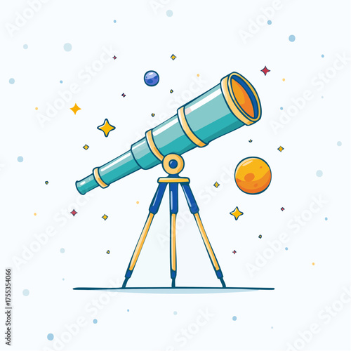 Telescope observing cosmic wonders, exploring distant galaxies and nebulae concept