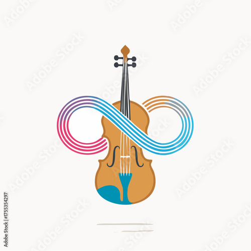 Violin intertwined with infinity symbol:  A harmony of music and infinite potential