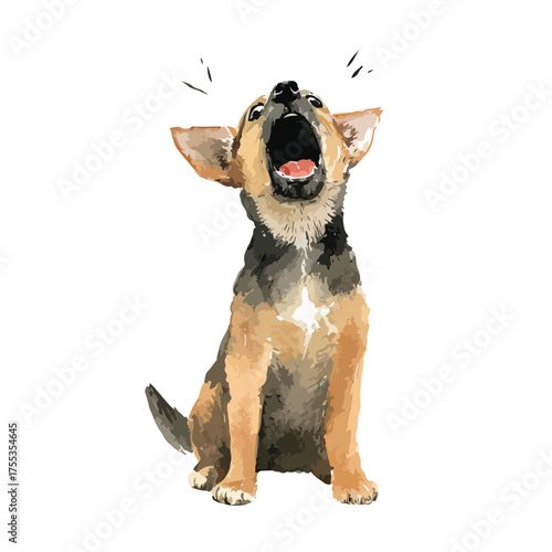 Cute Barking Puppy Illustration Vector Art.