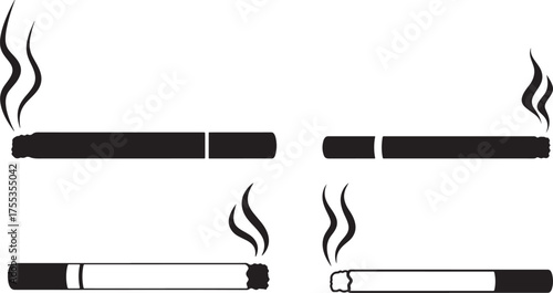 Four smoking cigarettes silhouette