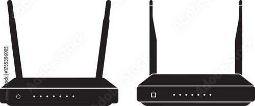 Two wireless routers silhouette