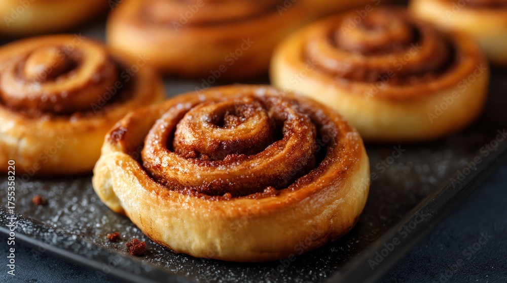 Fototapeta premium Holiday breakfast spread with cinnamon rolls and soft warm tones