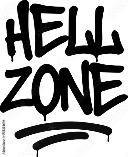 Hell Zone – Street Graffiti Handstyle Tag Quote with Dripping Effect | Dark Urban Lettering Vector SVG | Spooky Handwritten Tagging Art for Halloween, Stickers, Apparel, Posters, and Print Design