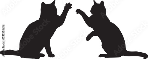 Two cats high five silhouette