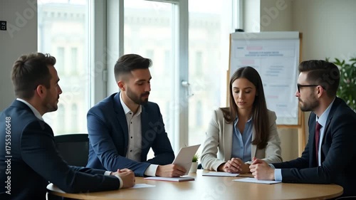Wallpaper Mural Formal performance review discussion employee self assessment manager guidance structured corporate environment in  Photo Stock  Concept  and empty space on the left side Torontodigital.ca