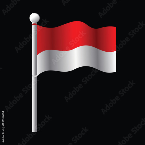 Free Download Flag of indonesia, indonesian flag vector illustration, gambar bendera indonesia kartun, isolated on black background - GFXLoad
