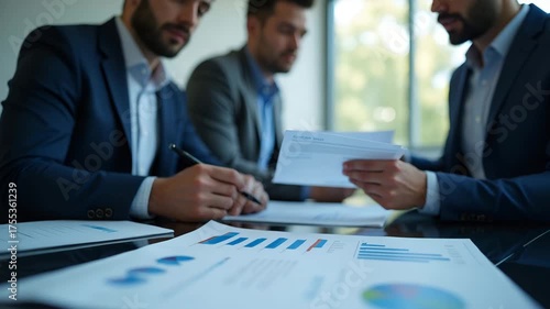 Asset management team compiling asset value decline reports highlighting mark to market losses impairment charges and portfolio valuation adjustments in  Photo Stock  Concept  and empty space on the l