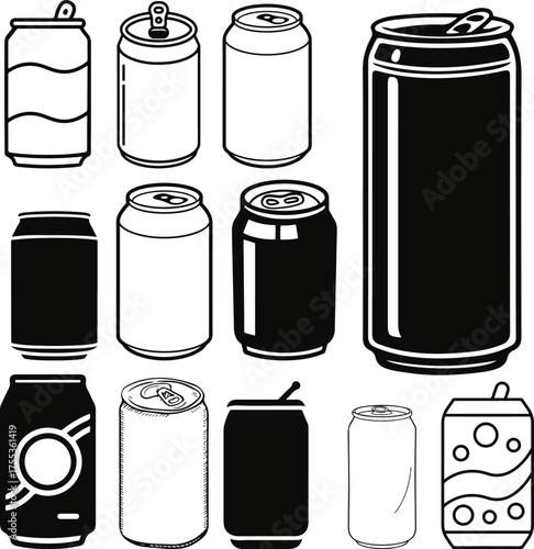 Soda can icon set vector illustration isolated design
