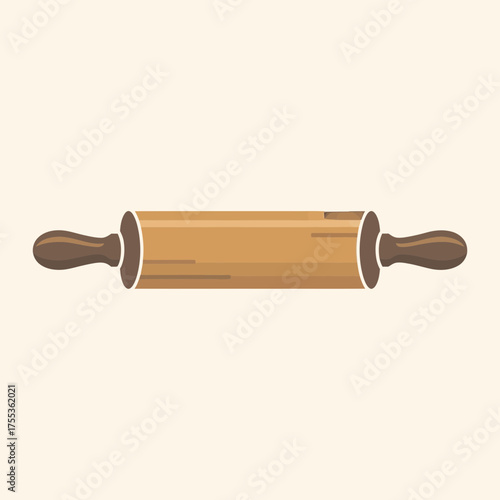 Wooden rolling pin on neutral background