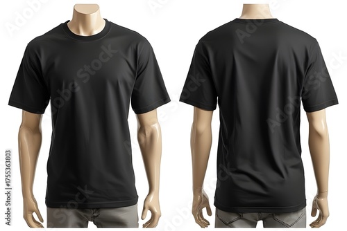 Black T-Shirt Mockup Front and Back - Casual Apparel Display