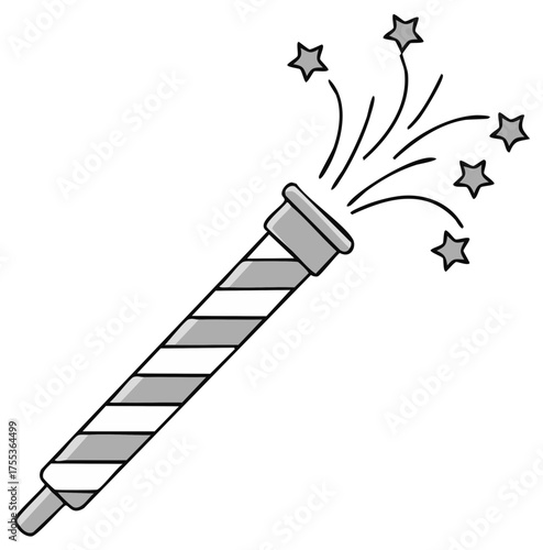 Gray striped party popper bursts with stars celebrating joyous moments and festive events