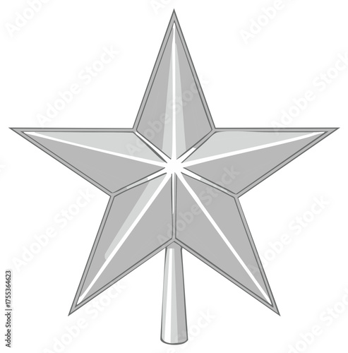 Elegant silver Christmas tree star topper holiday decoration illustration