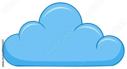 Cartoon illustration of a fluffy blue cloud, weather concept.