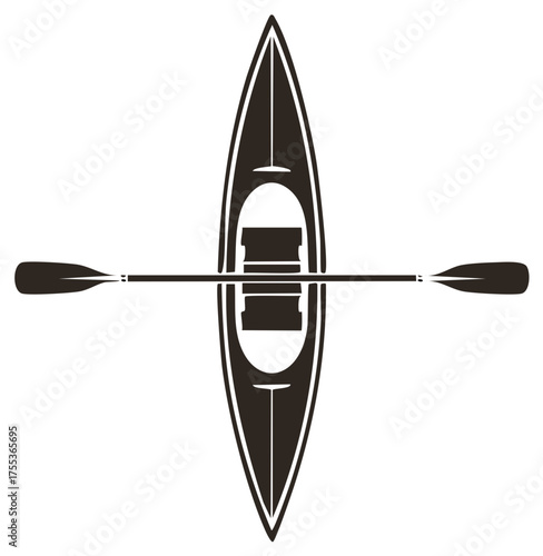 Top view of a kayak and paddle illustration for water sports and recreation