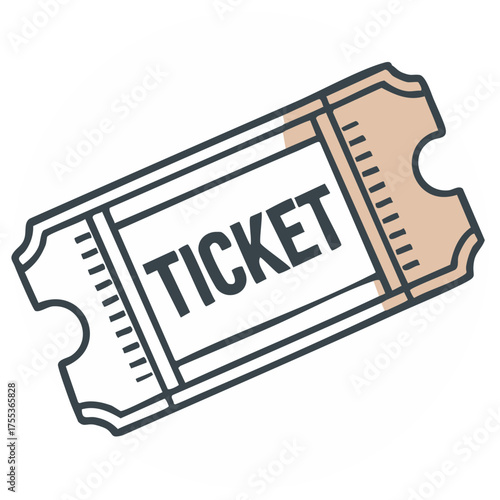 Simple line art ticket icon for event admission and entertainment. Vector graphic illustration of a pass.